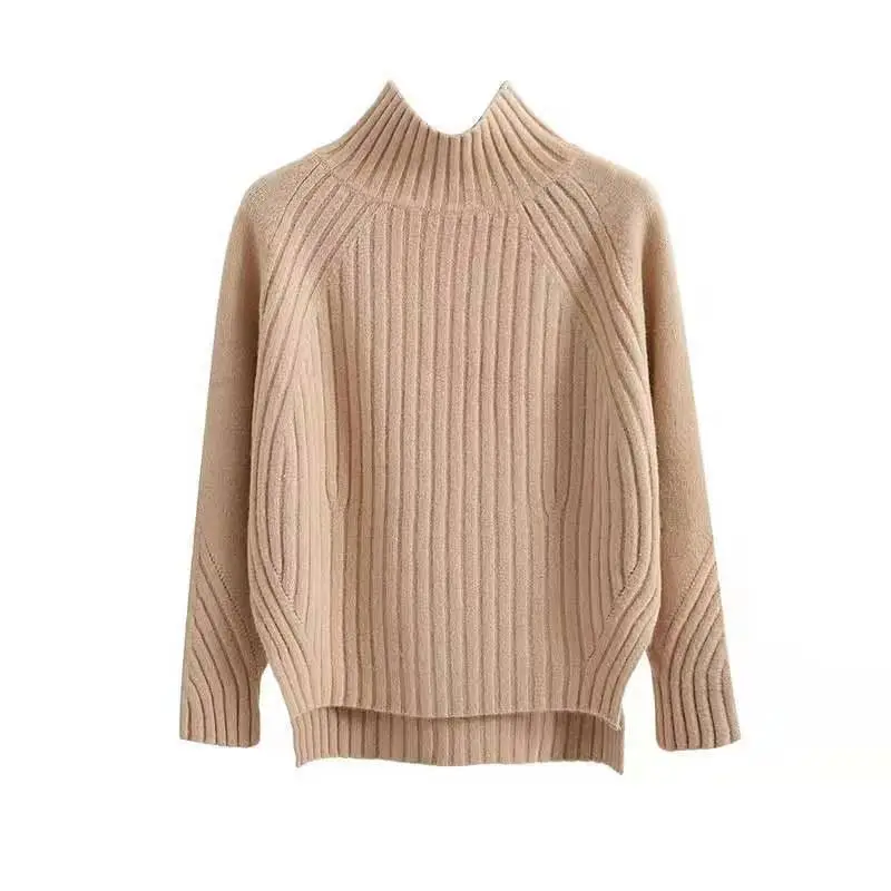 Women Long Twist Pullover Sweater Pink Thickened Korean Style - Image 11
