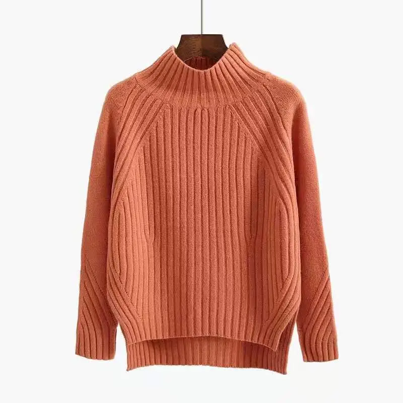 Women Long Twist Pullover Sweater Pink Thickened Korean Style - Image 5