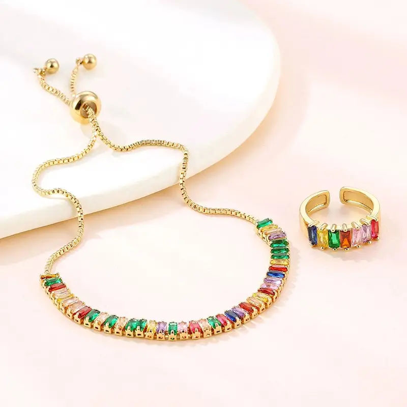 Adjustable Zircon Bracelet Set for Women - Image 4