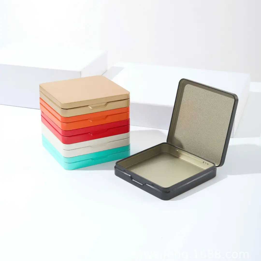 Square Flip-Top Tea Cake Tin Box Portable Tinplate Tea White Tea Tin Can Packaging Ready for Sale Wholesale High Appearance