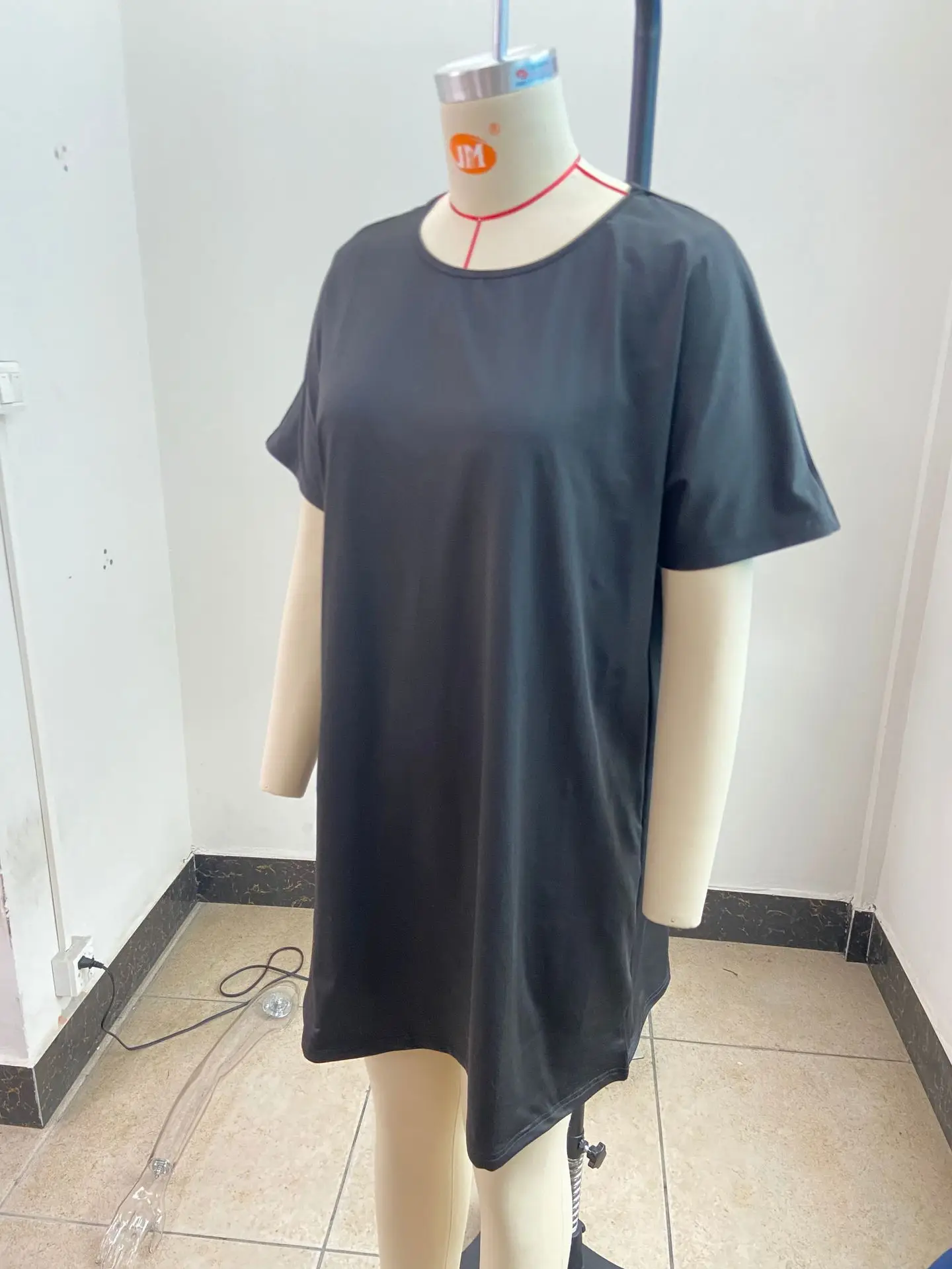 Plus Size Women's Blue Batwing Scoop Dress — feature 3