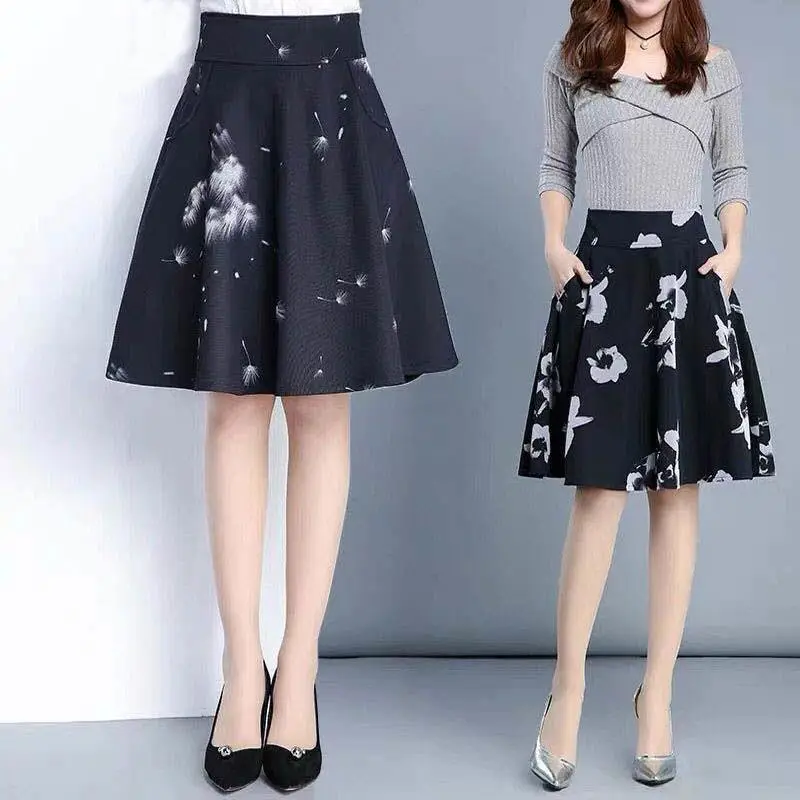 Women Printed A-Line Skirt Navy Blue Yellow 2024 - Image 7