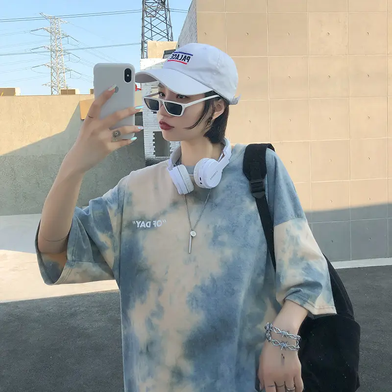 Women Tie-dyed Short-sleeve T-shirt 2023 Summer Loose Fit - Image 3