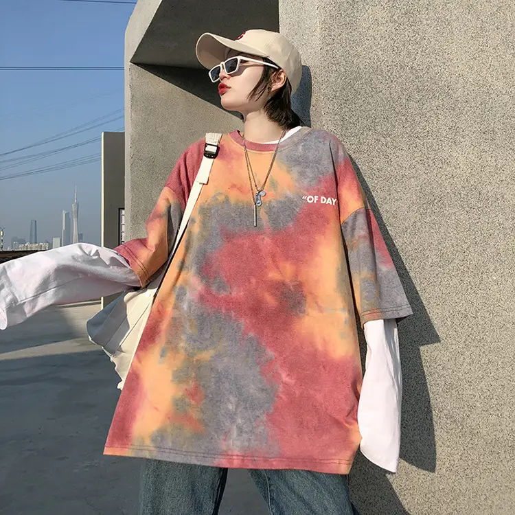 Women Tie-dyed Short-sleeve T-shirt 2023 Summer Loose Fit - Image 6