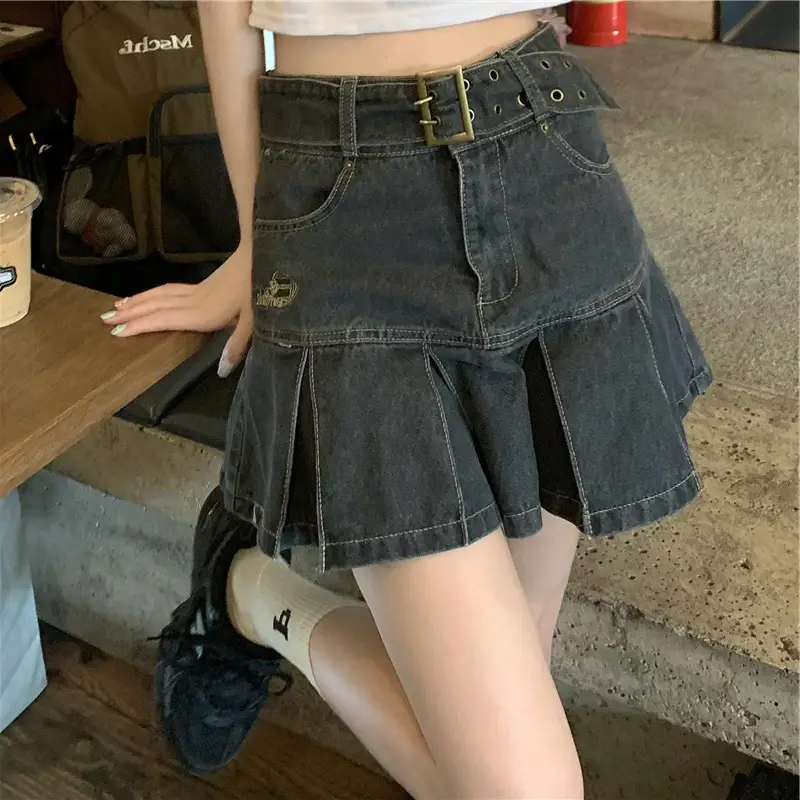 Denim Pleated Skirt for Women Plus Size Summer Wear - Image 2