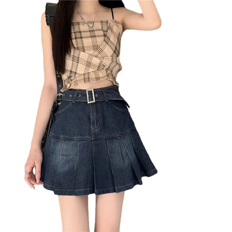 Denim Pleated Skirt for Women Plus Size Summer Wear - Image 6