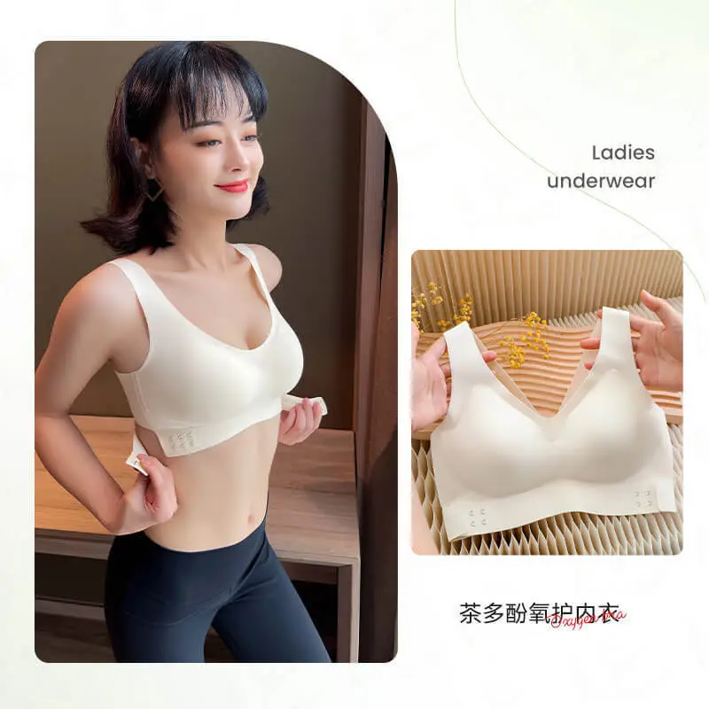 Miao Anna~Cross Beauty Vest Without Rims, Traceless Push-Up Sports Small Breasts, Secondary Breasts, Push-Up Front Button Bra for Women