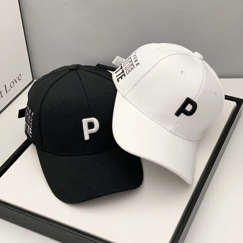 Men's Black P Letter Cap Casual All-Match 2022