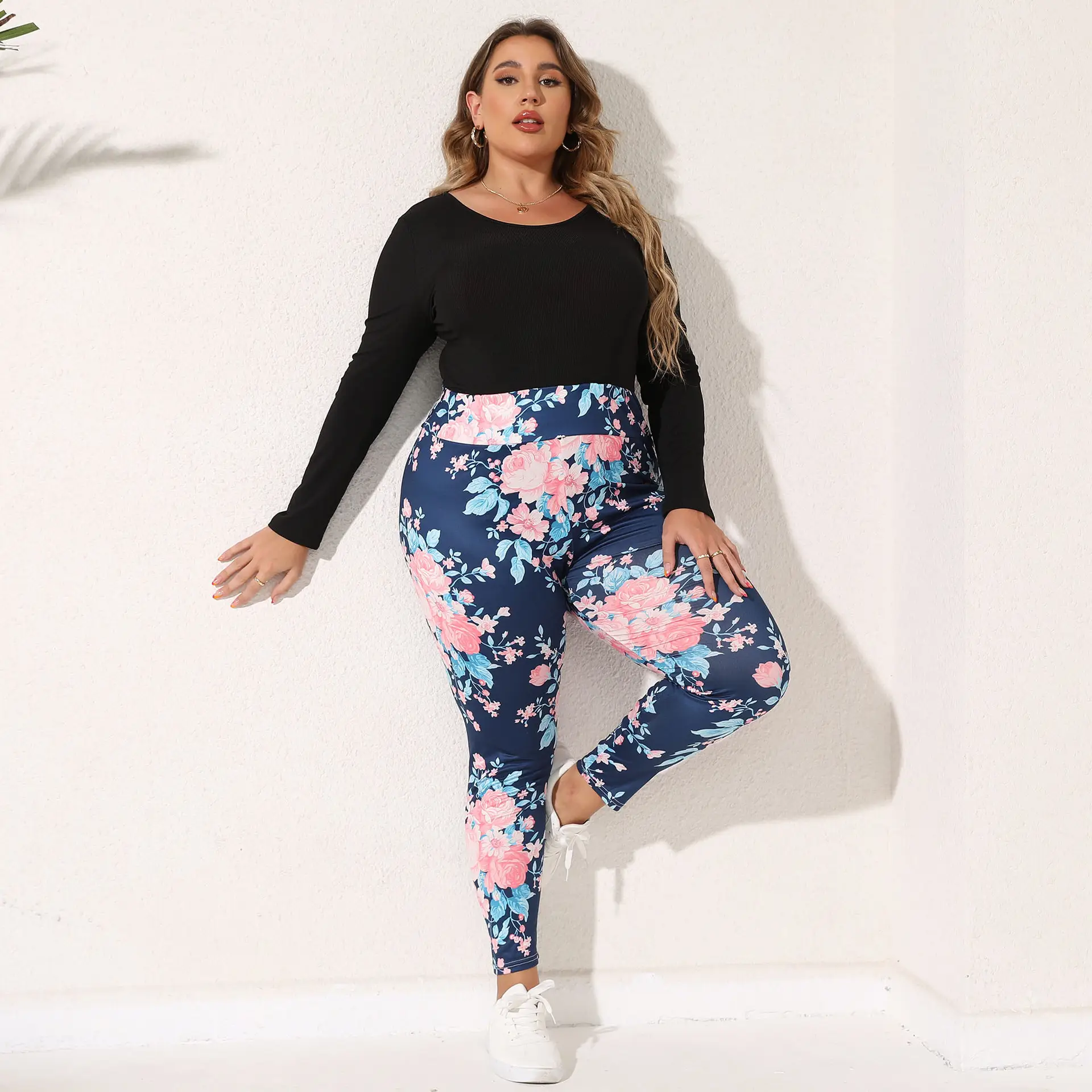 Women's Floral Leggings Plus Size Cross-Border Casual Pants