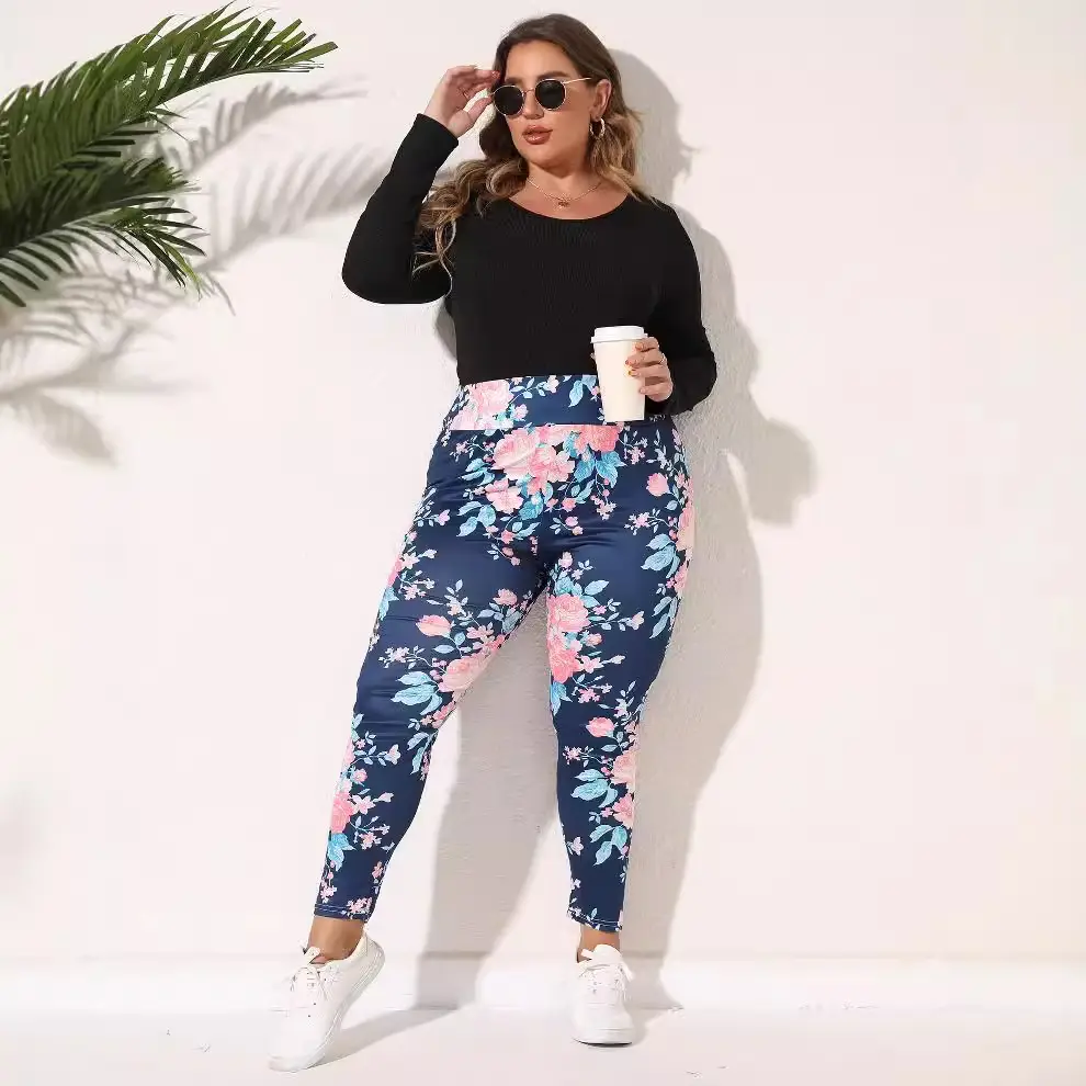 Women's Floral Leggings Plus Size Cross-Border Casual Pants