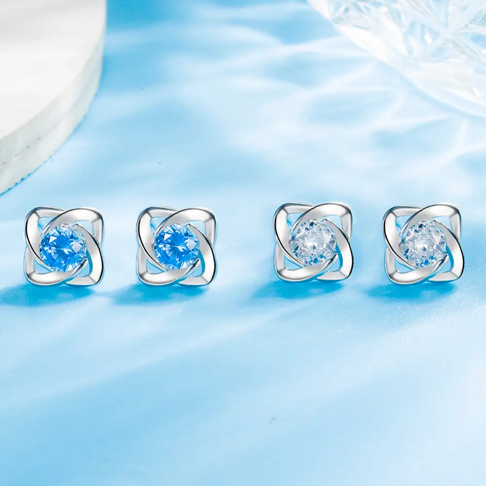 Blue Leaf Clover Earrings for Women Summer - Image 10