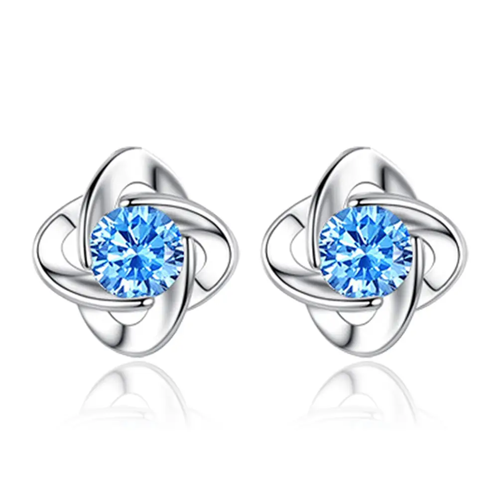 Blue Leaf Clover Earrings for Women Summer - Image 2