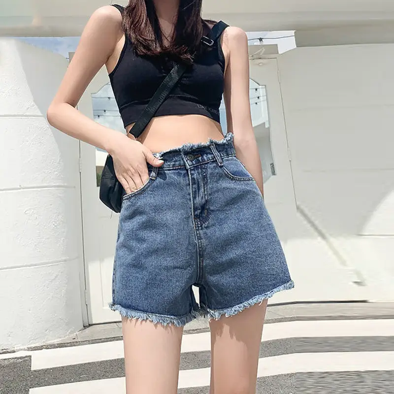 Women Denim Shorts High Waist Slimming Retro Wide Leg - Image 8