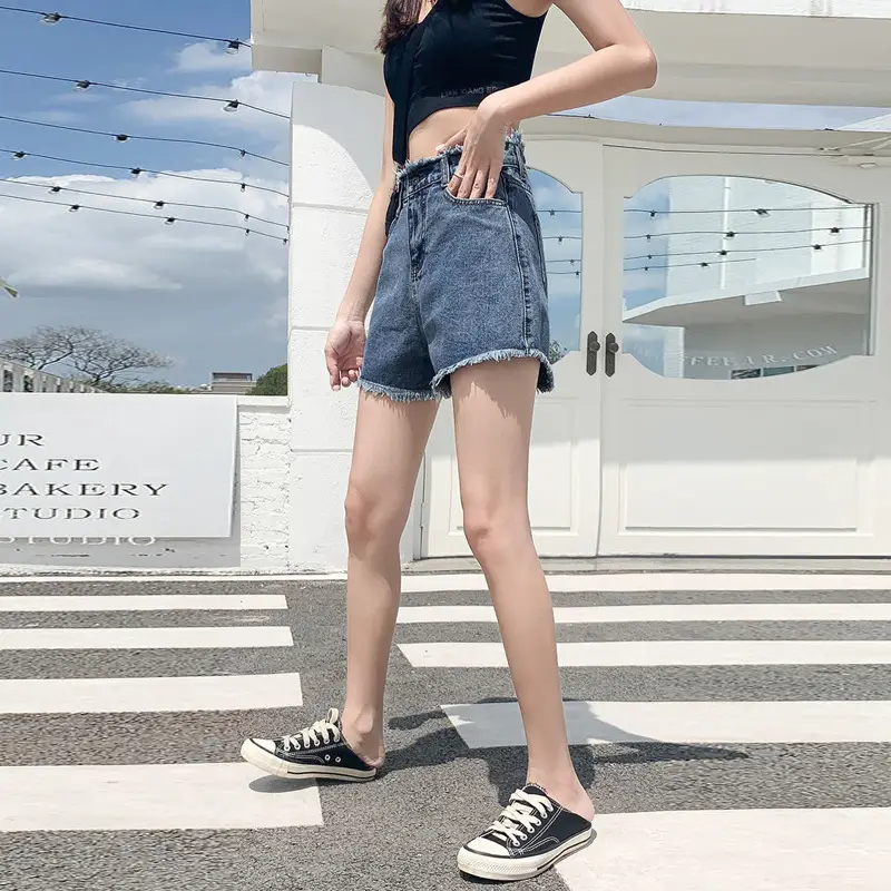 Women Denim Shorts High Waist Slimming Retro Wide Leg - Image 9
