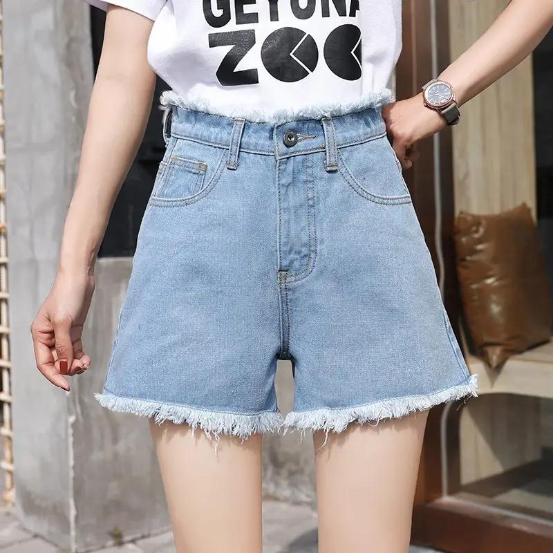 Women Denim Shorts High Waist Slimming Retro Wide Leg - Image 4