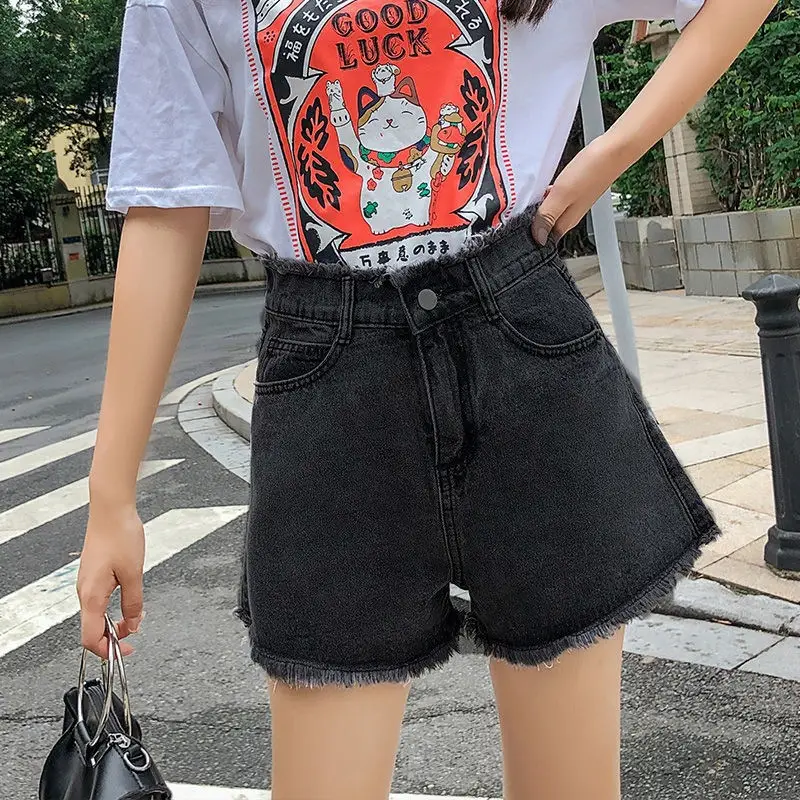 Women Denim Shorts High Waist Slimming Retro Wide Leg - Image 5