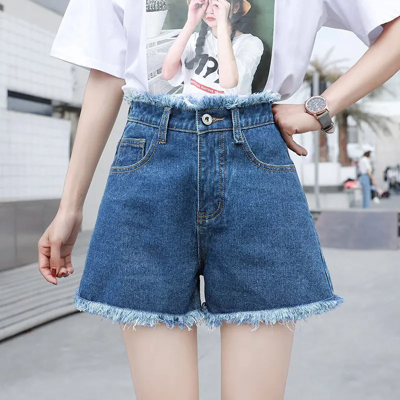 Women Denim Shorts High Waist Slimming Retro Wide Leg - Image 6