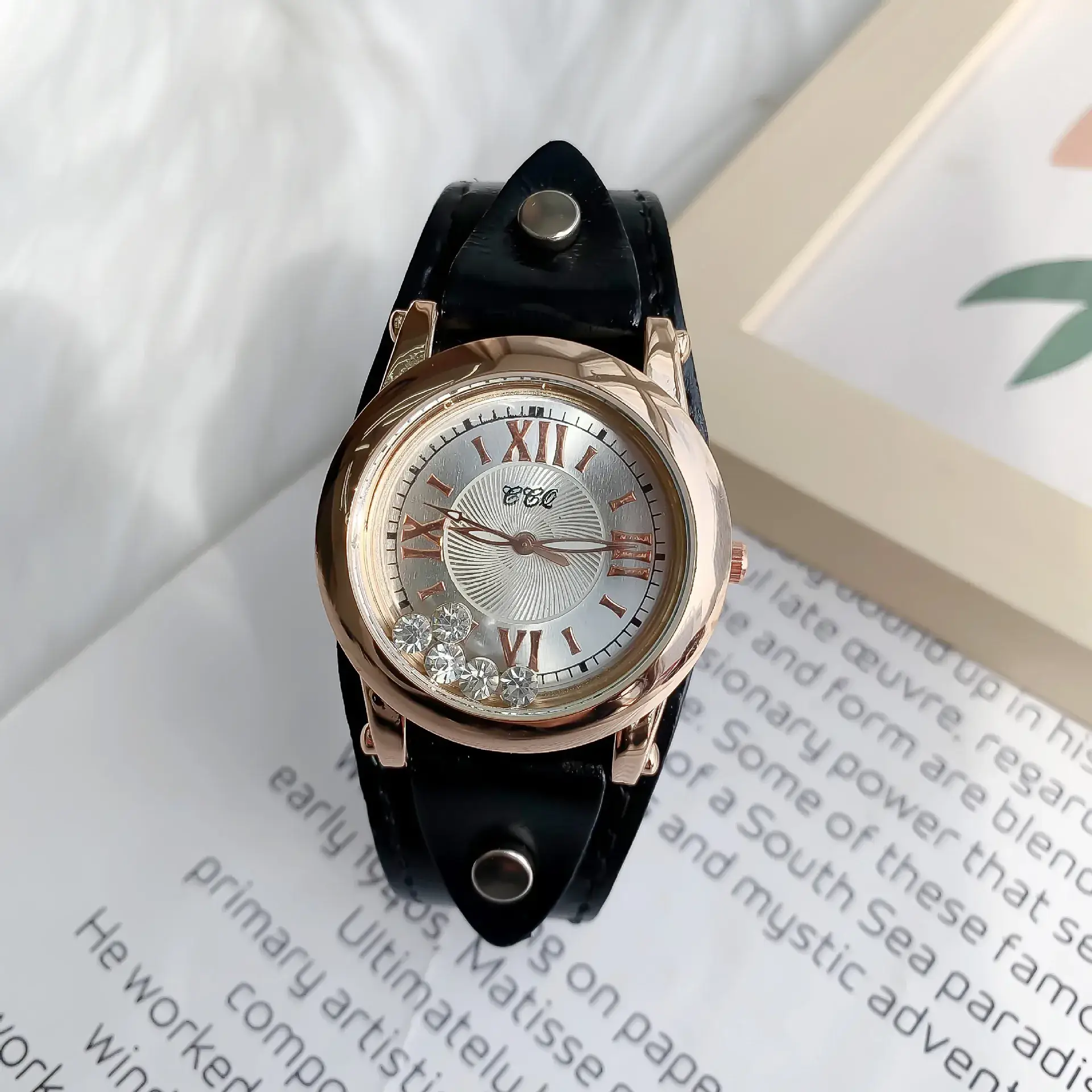 Women's Blue Crystal Watch with Gold Case - Image 7