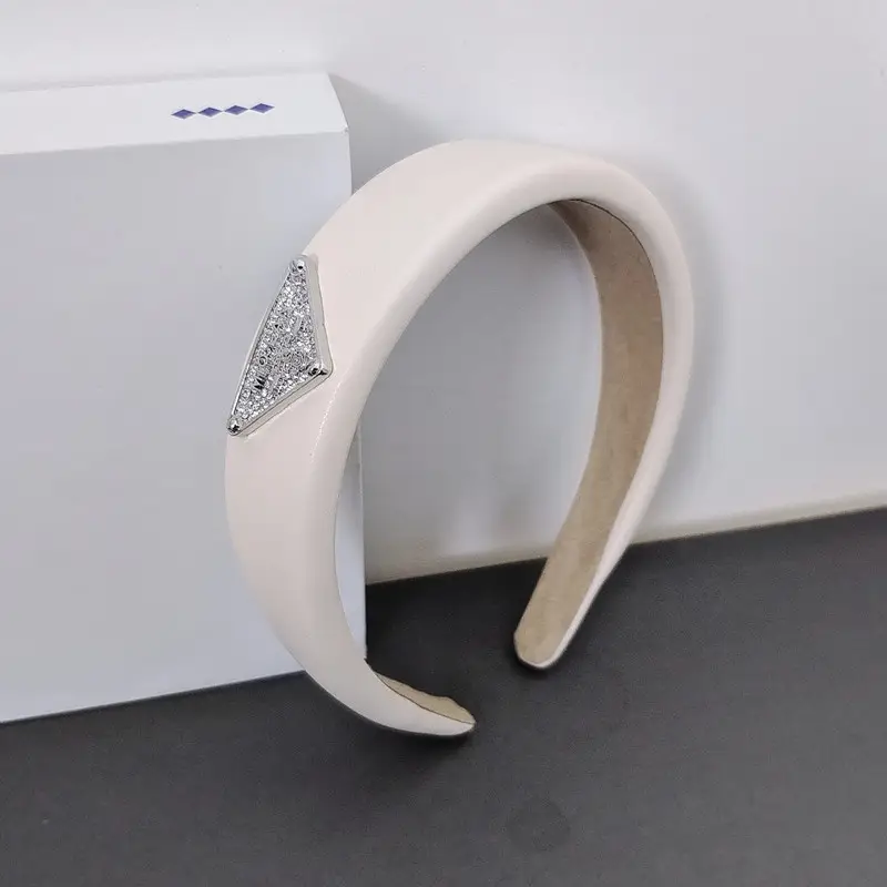 White Triangle Hair Band with Crystal Top - Image 5