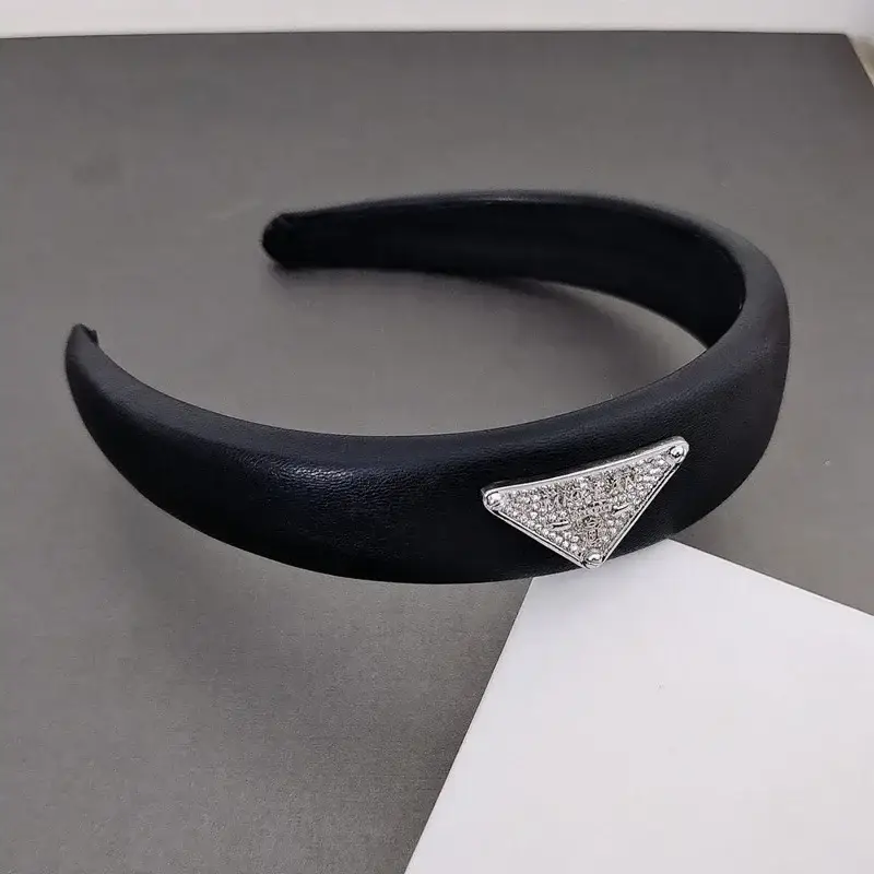 White Triangle Hair Band with Crystal Top - Image 2