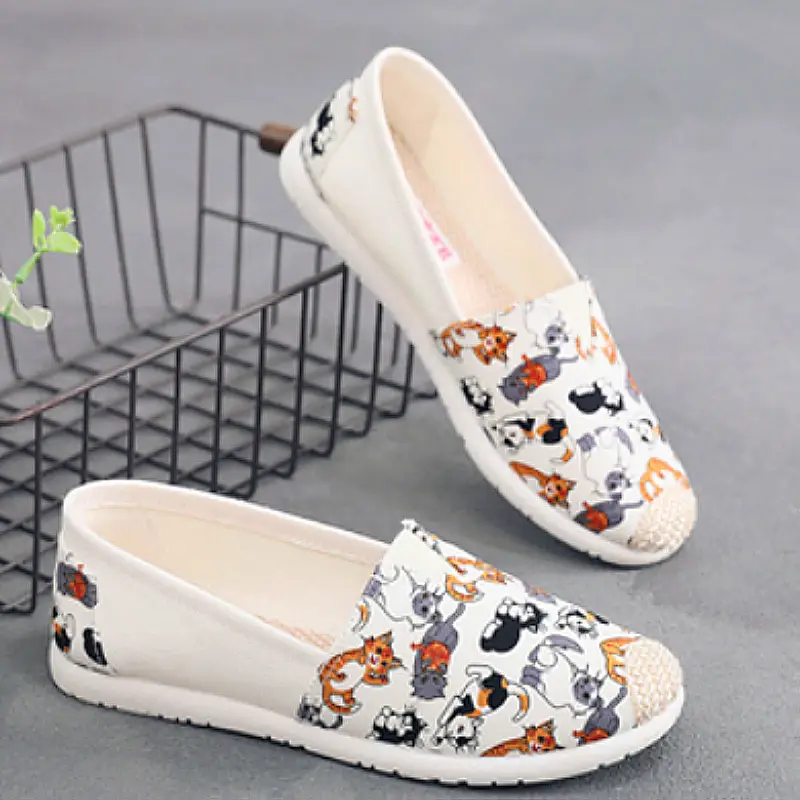 Spring and Autumn Women's Canvas Shoes, Old Beijing Cloth Shoes, Trendy and Versatile, Non-Slip, Soft-Soled, Comfortable Slip-On Flat Shoes