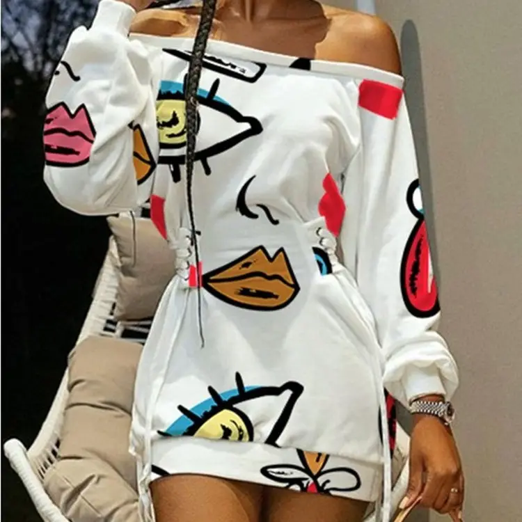White One-Shoulder Long Sleeve Sweatshirt for Women - Image 6