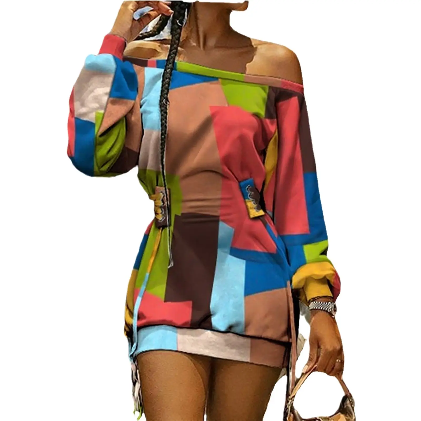 White One-Shoulder Long Sleeve Sweatshirt for Women - Image 8