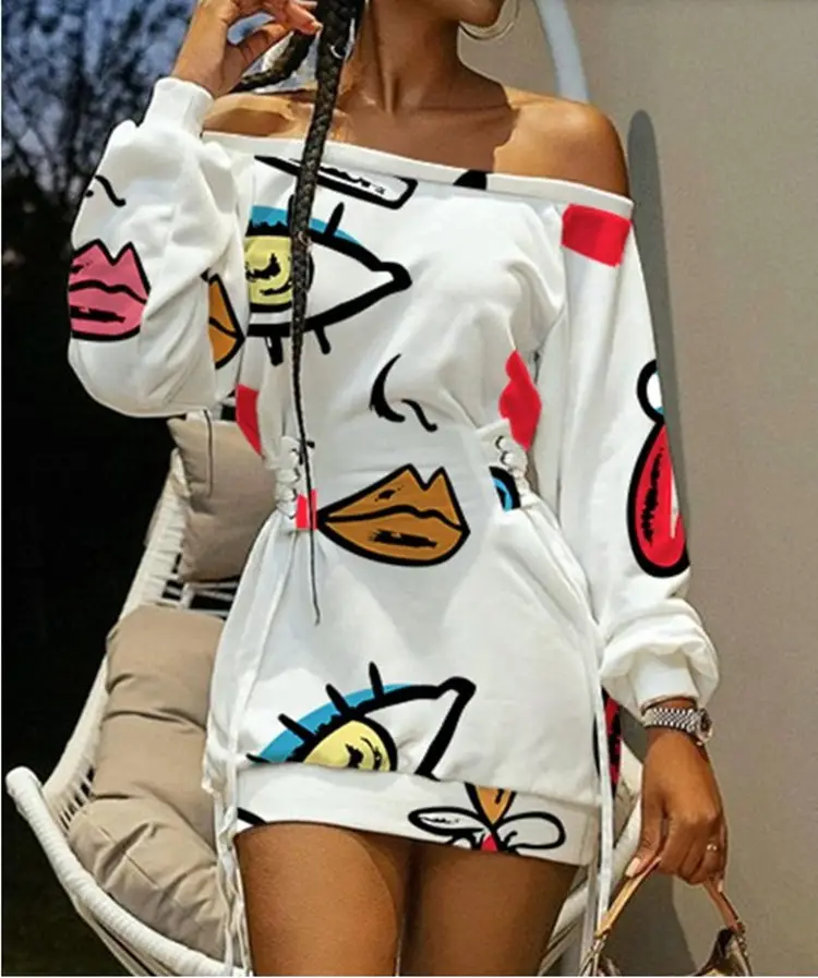 White One-Shoulder Long Sleeve Sweatshirt for Women — feature 10