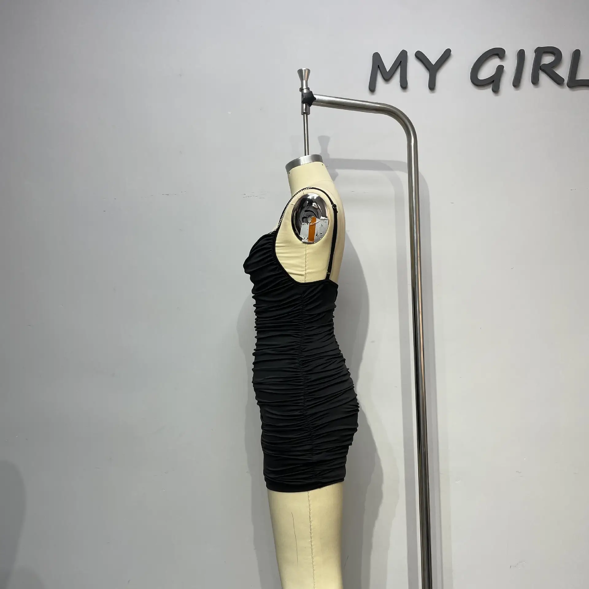 Black V-Neck Rhinestone Slim Skirt Dress — feature 26