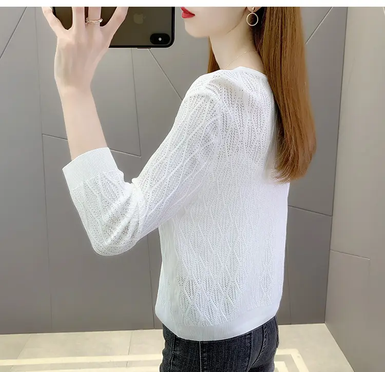 Pink Knitted Cardigan Women Summer Wear Ice Silk Shawl — feature 9
