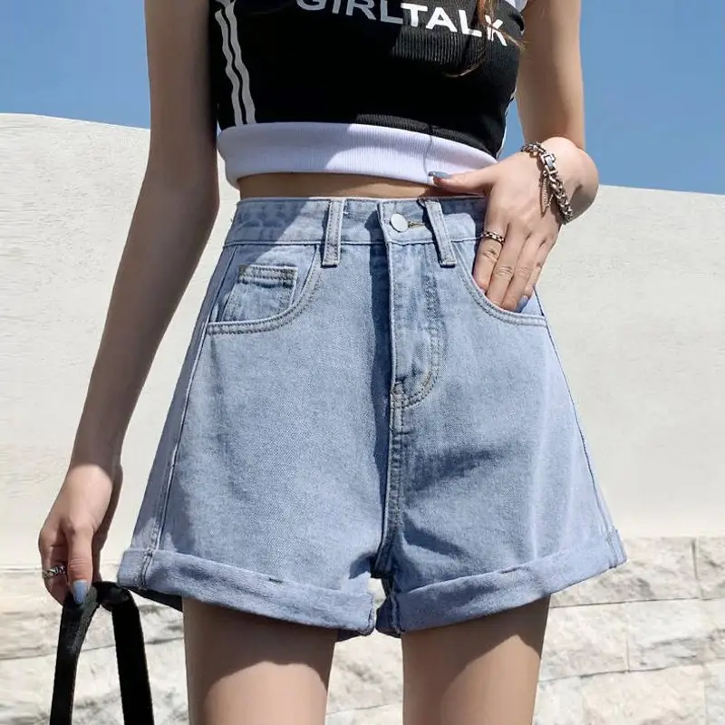 Women Denim Shorts Summer Casual Slim Fit Wide Leg - Image 3