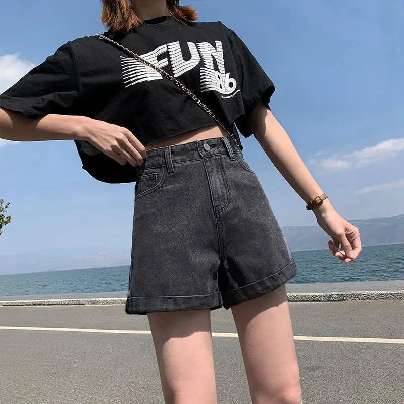 Women Denim Shorts Summer Casual Slim Fit Wide Leg - Image 5