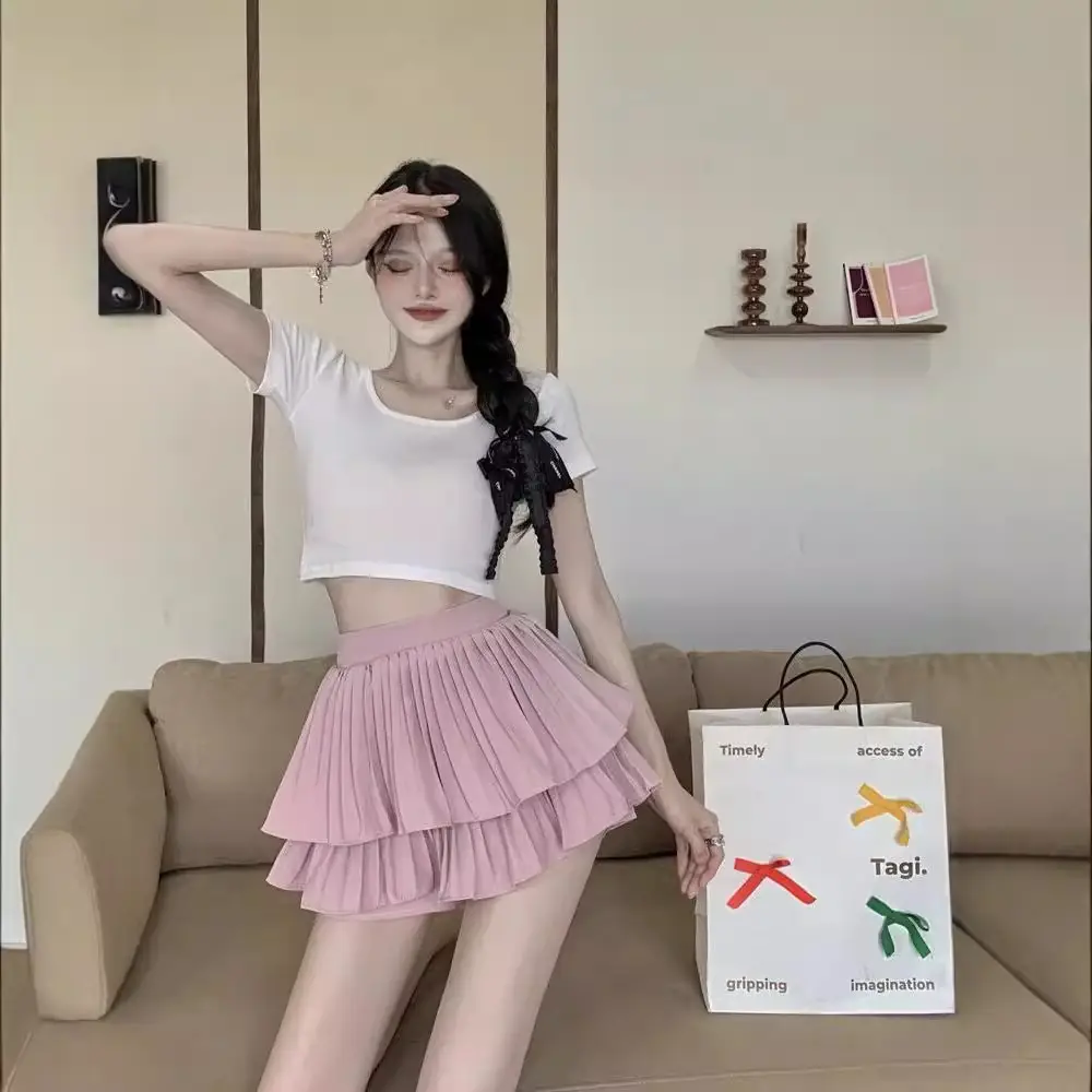 Sweet Puffy Pleated Skirt Set for Women - Image 8