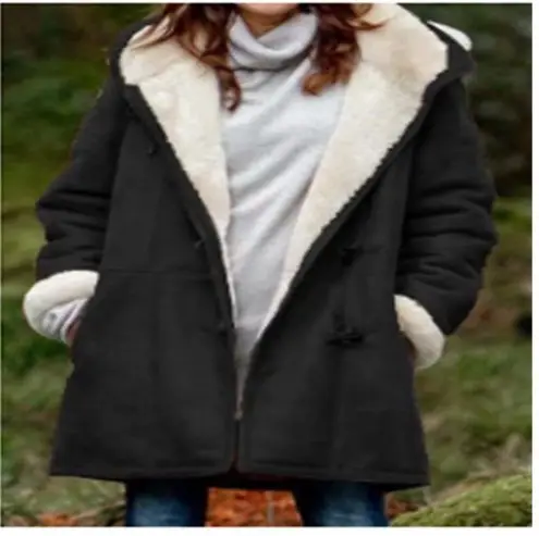 Women Winter Harajuku Style Cardigan Jacket Hooded Duffle Coat