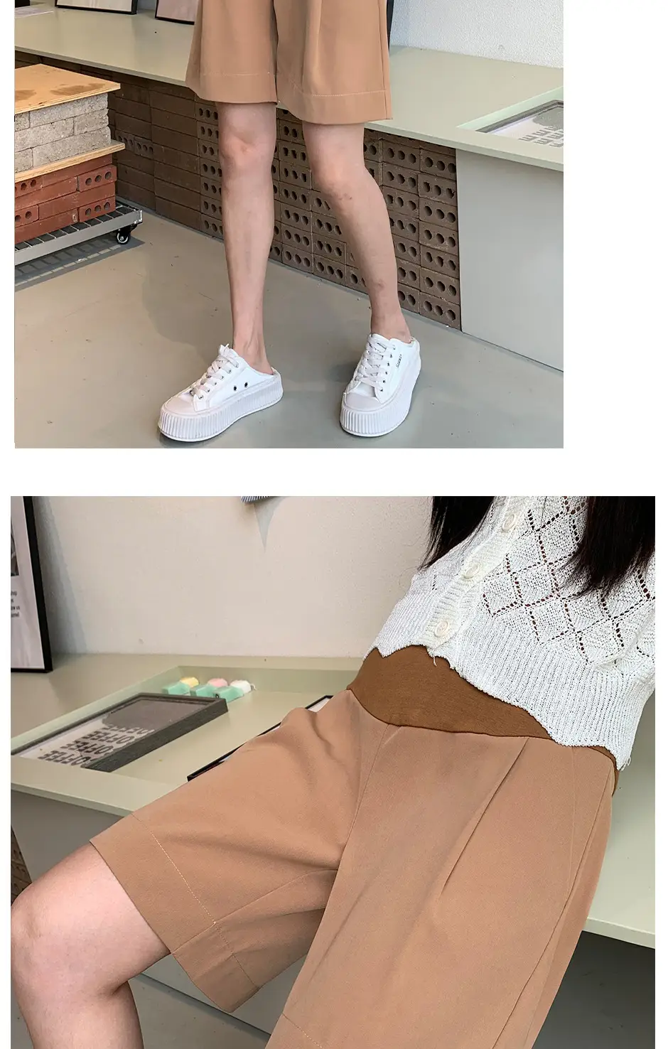 Women's Magenta Shorts with White Sneakers β feature 15
