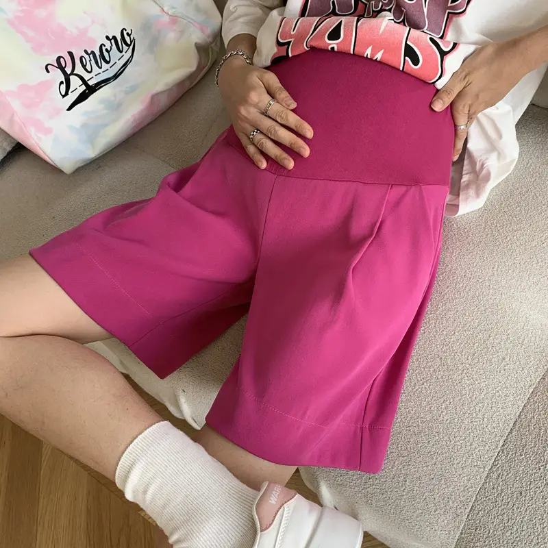 Women's Magenta Shorts with White Sneakers - Image 3