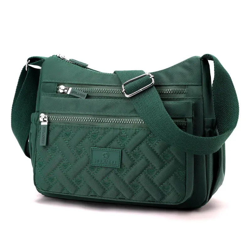 Blue Rhombus Embroidery Shoulder Bag for Women