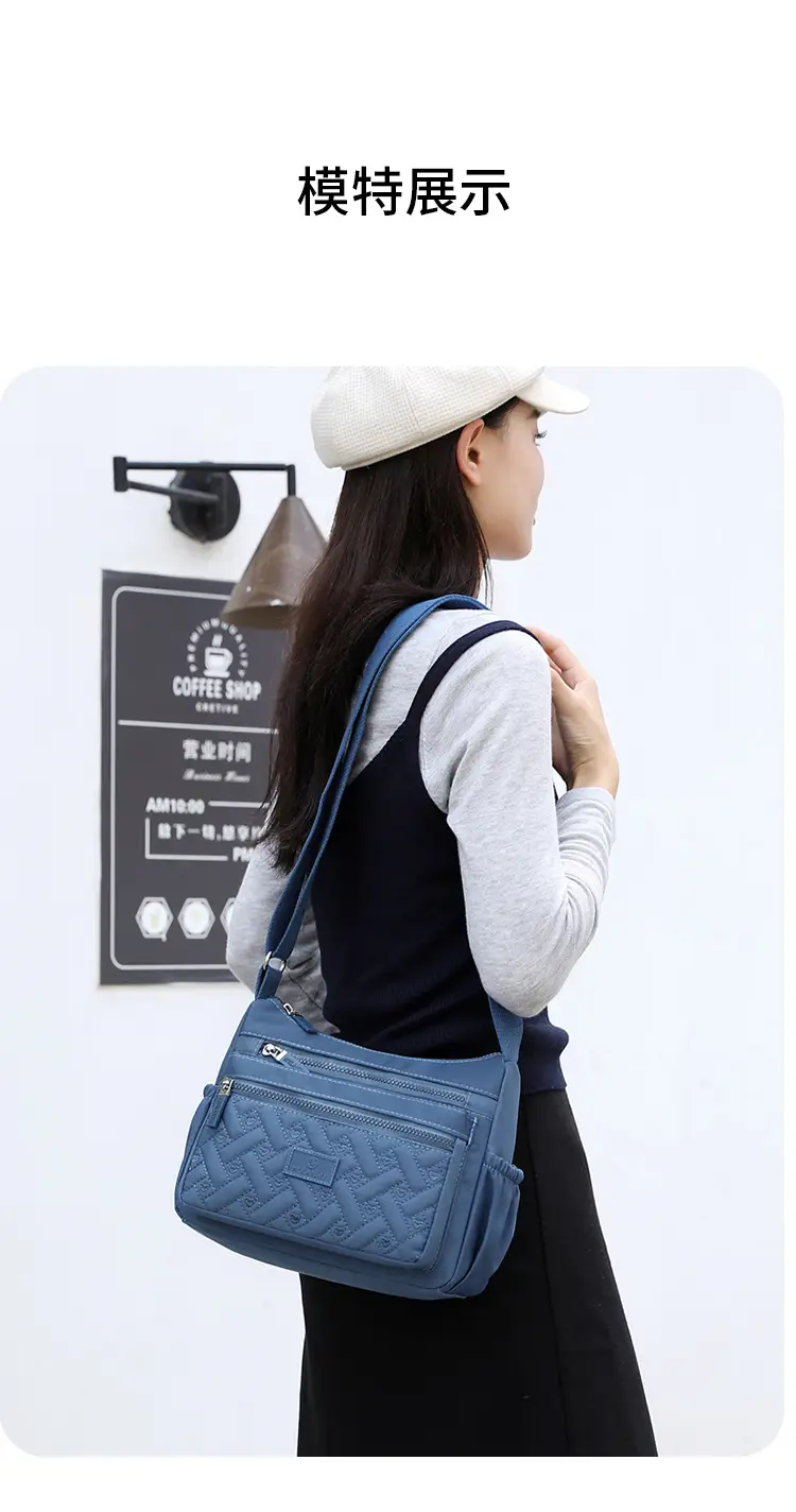 Blue Rhombus Embroidery Shoulder Bag for Women — feature 23