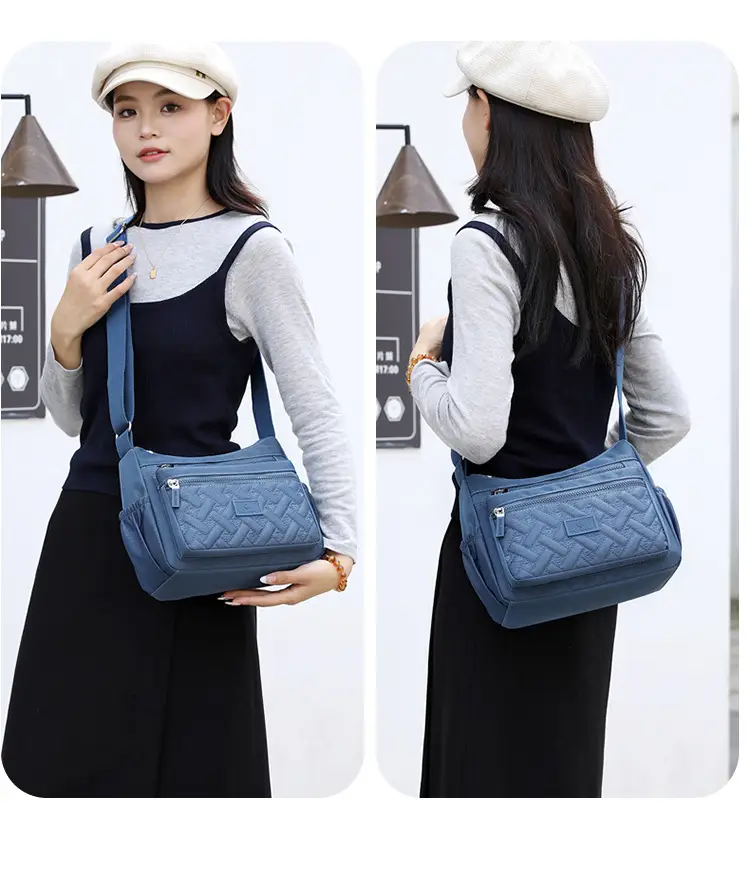 Blue Rhombus Embroidery Shoulder Bag for Women — feature 25