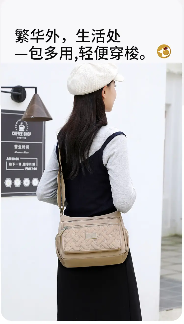 Blue Rhombus Embroidery Shoulder Bag for Women — feature 5