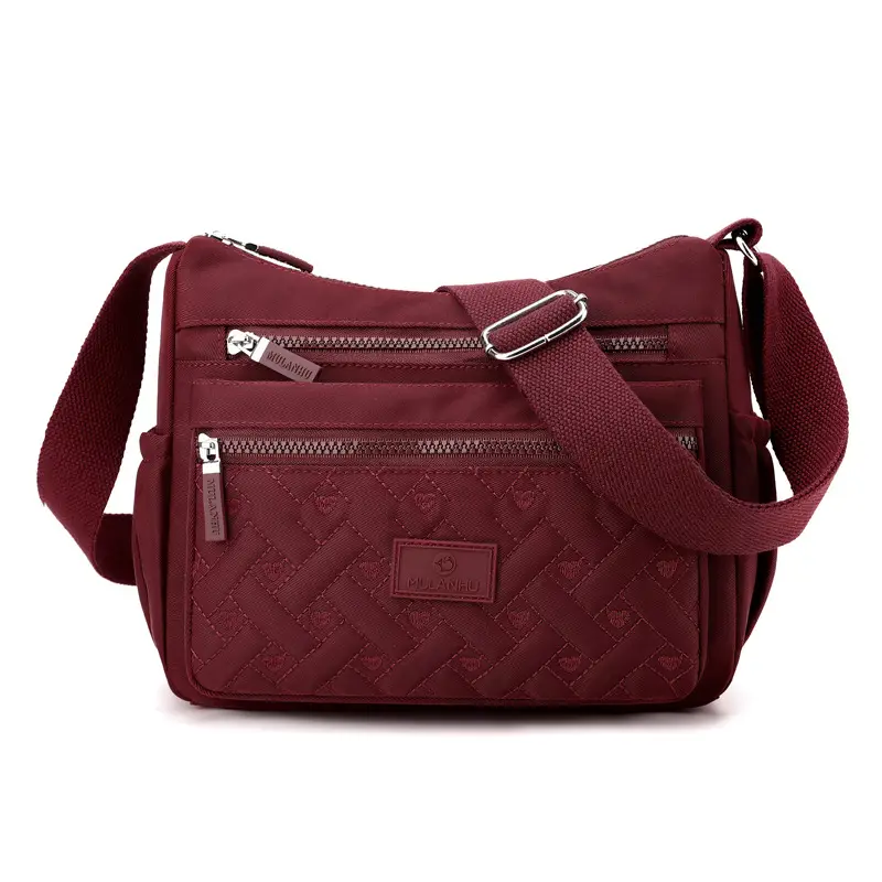Blue Rhombus Embroidery Shoulder Bag for Women
