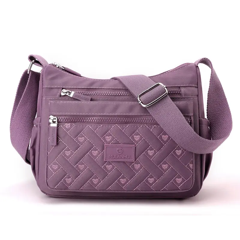 Blue Rhombus Embroidery Shoulder Bag for Women