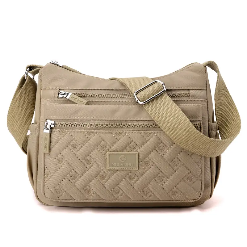 Blue Rhombus Embroidery Shoulder Bag for Women