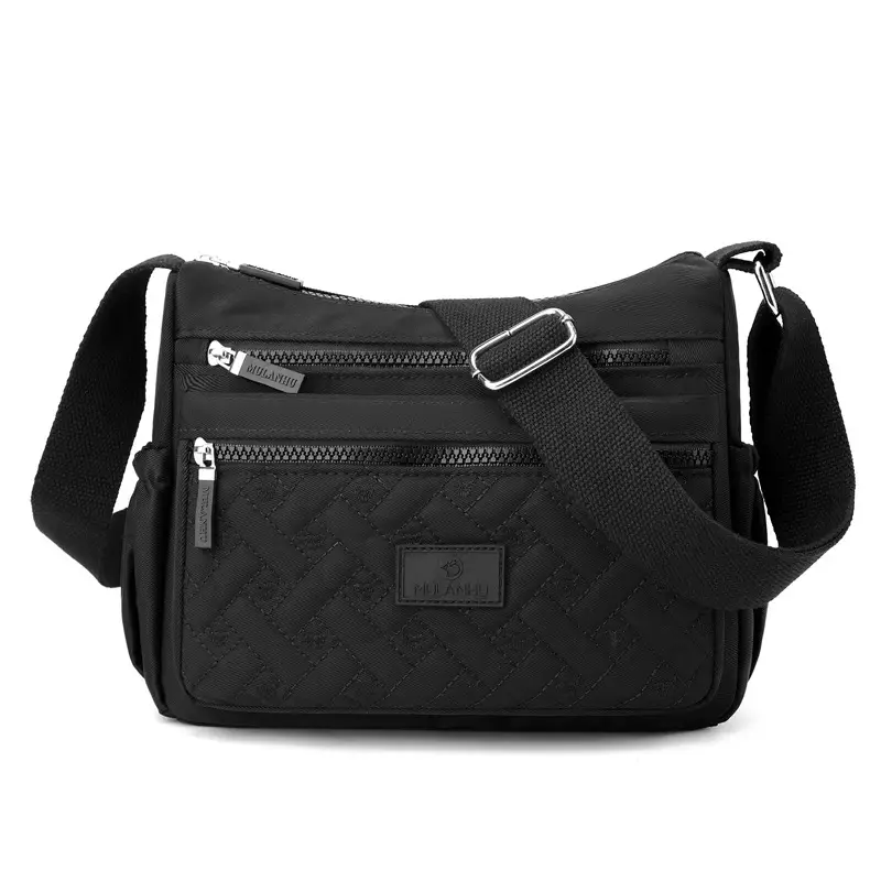 Blue Rhombus Embroidery Shoulder Bag for Women