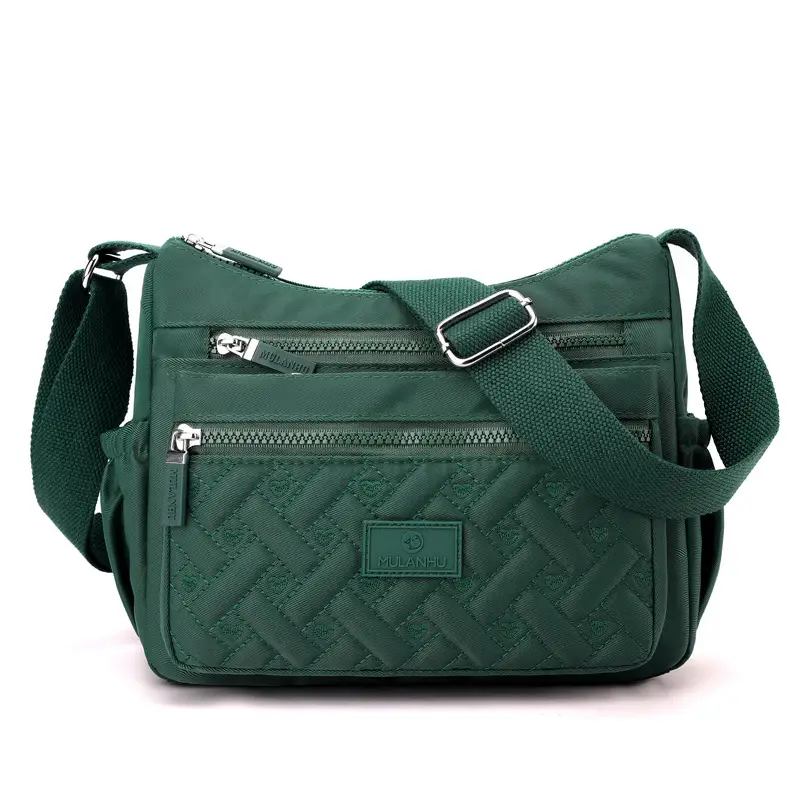 Blue Rhombus Embroidery Shoulder Bag for Women