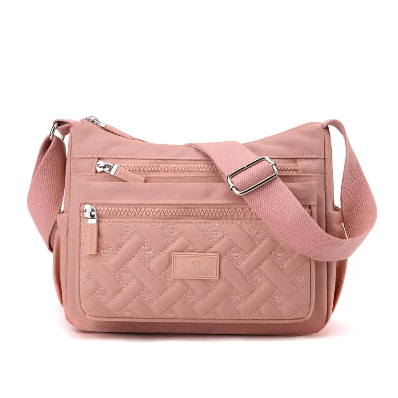 Blue Rhombus Embroidery Shoulder Bag for Women
