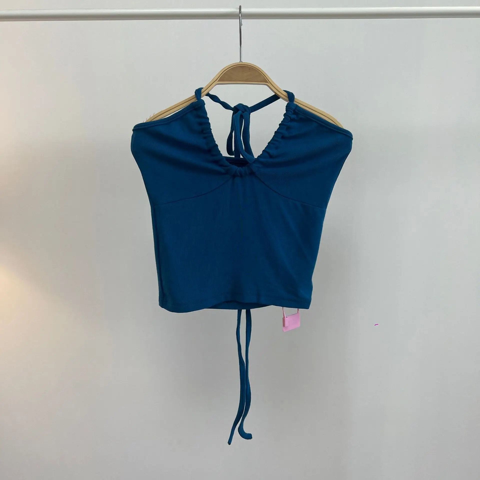 Blue Halter Drawstring Tube Top for Women - Image 3