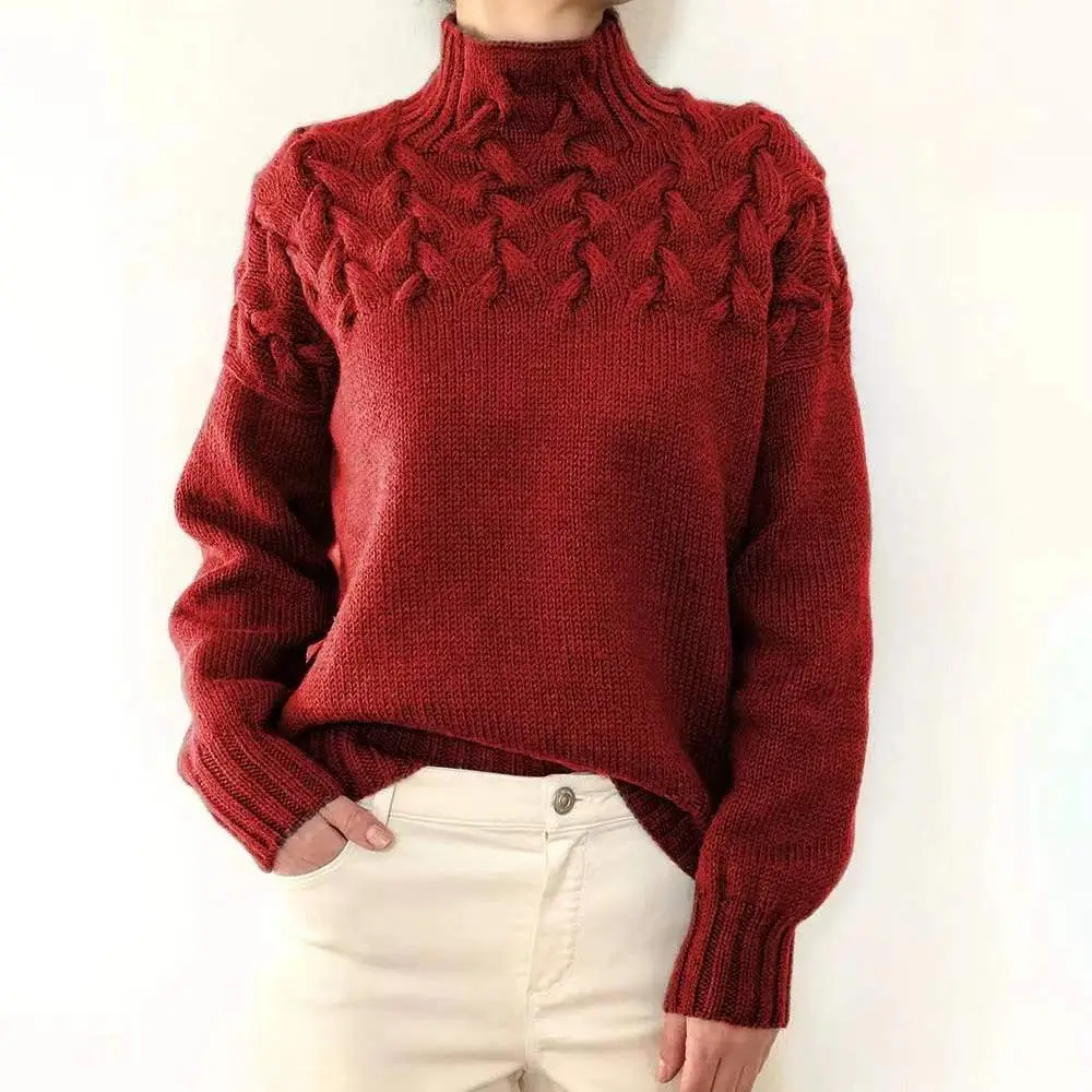 2025 Pink Long Sleeve Turtleneck Knitwear Women - Image 2