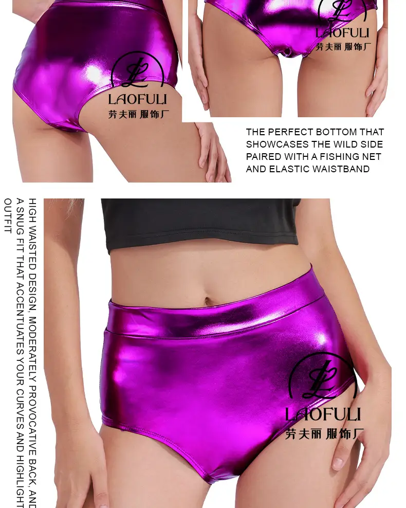Metallic High Waist Hip-Lifting Shorts Women Sexy Dance Bottom — feature 13
