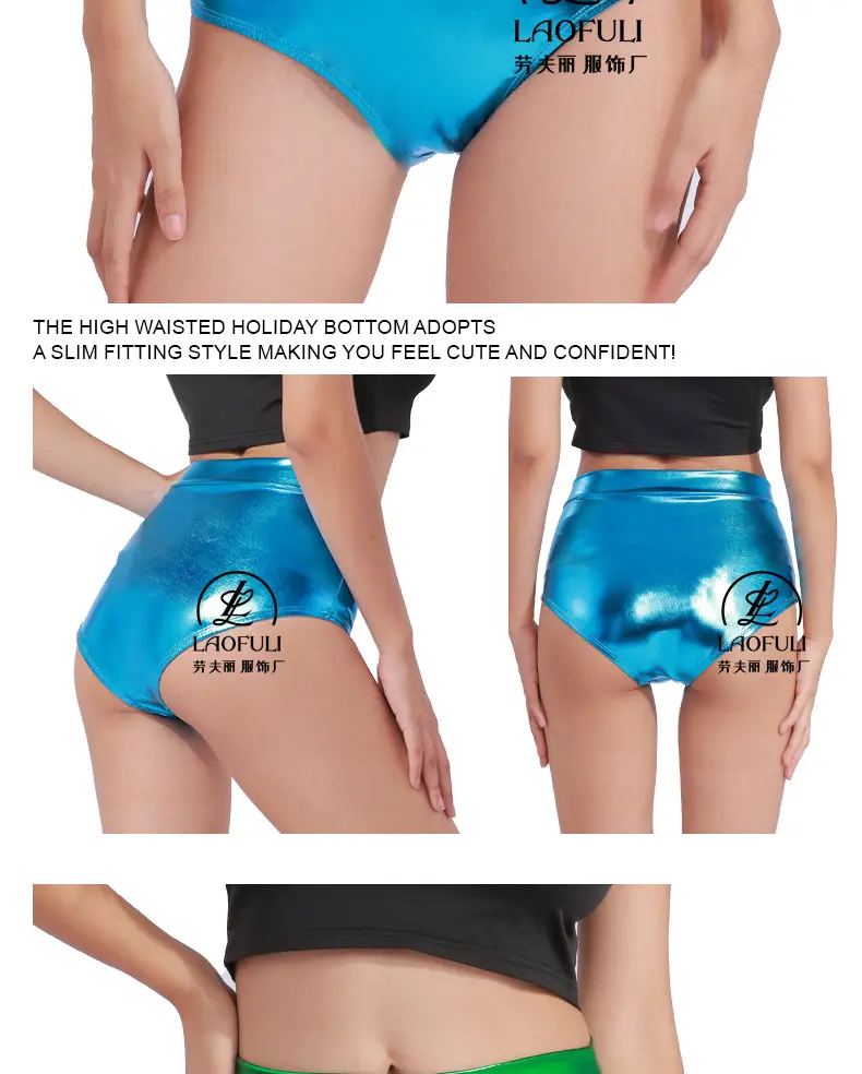 Metallic High Waist Hip-Lifting Shorts Women Sexy Dance Bottom — feature 16